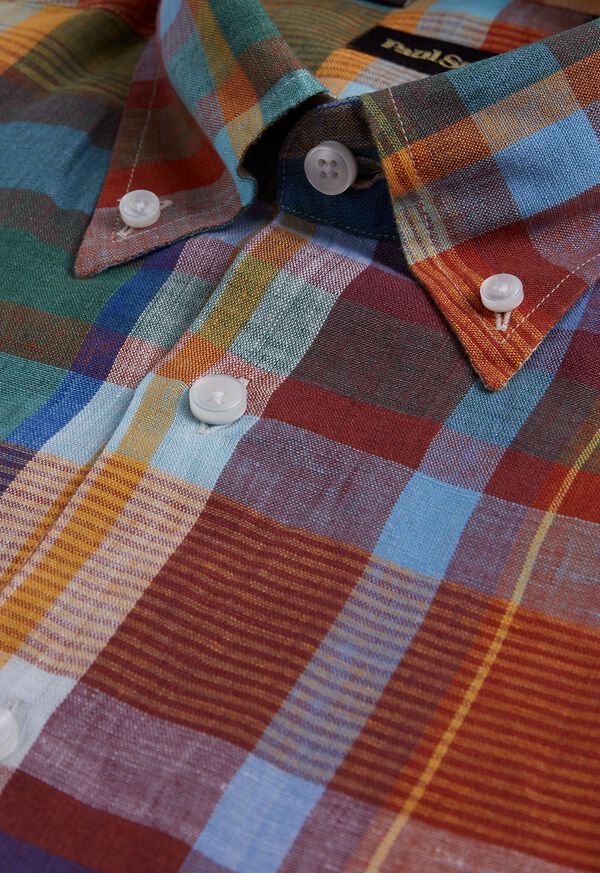 Paul Stuart Linen Plaid Sport Shirt, image 3