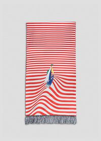 Paul Stuart Stripe & Sailboat Printed Silk Scarf, thumbnail 2