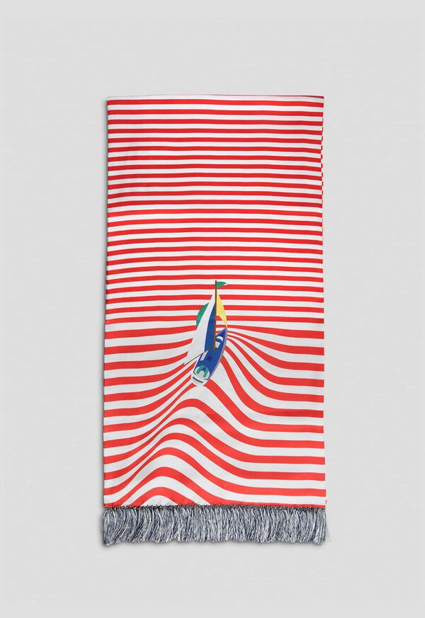 Paul Stuart Stripe & Sailboat Printed Silk Scarf, image 2
