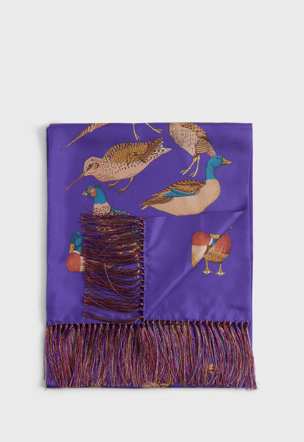 Paul Stuart Silk Pheasant Motif Scarf, image 1
