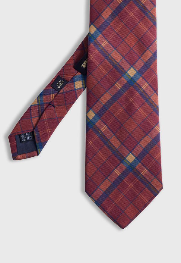 Paul Stuart Printed Silk Madder Plaid Tie, image 1