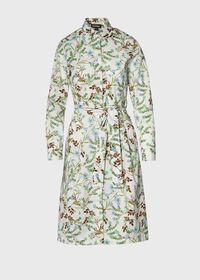 Paul Stuart Cotton Floral Belted Shirt Dress, thumbnail 1