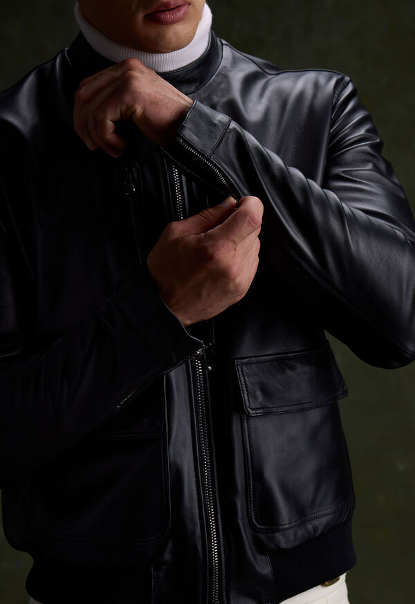 Paul Stuart Modern Leather Bomber Jacket, image 6