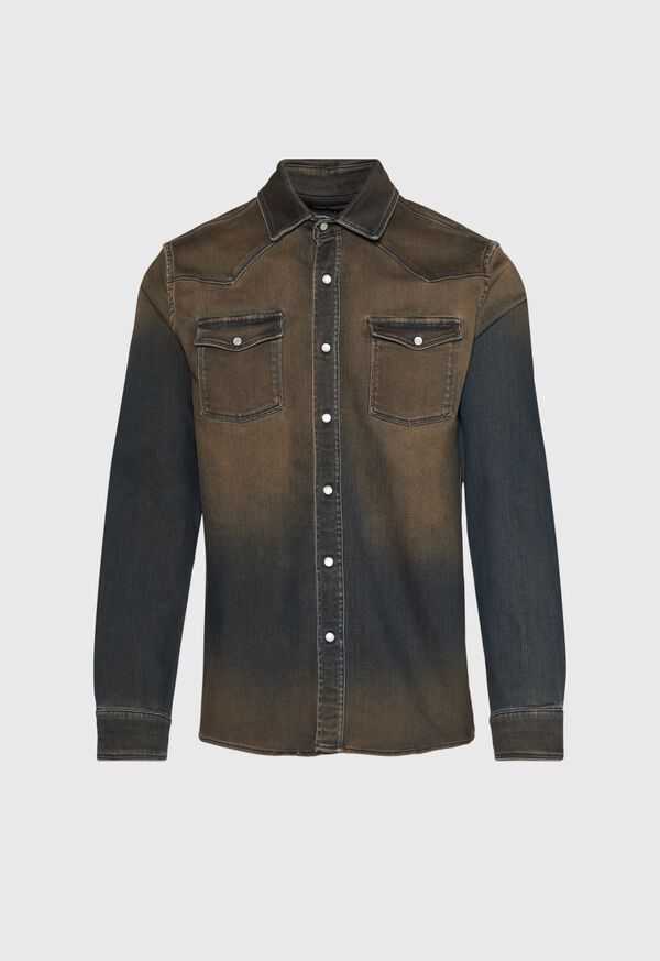 Paul Stuart Overdyed Blue Denim Shirt, image 1