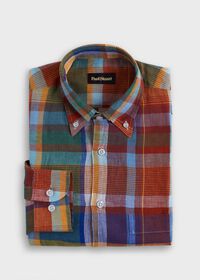 Paul Stuart Linen Plaid Sport Shirt, thumbnail 1