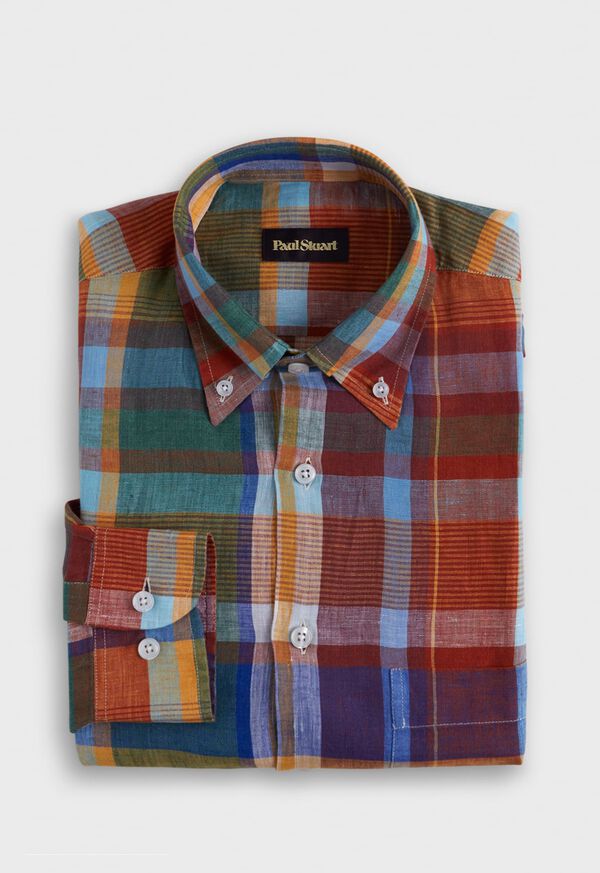 Paul Stuart Linen Plaid Sport Shirt, image 1