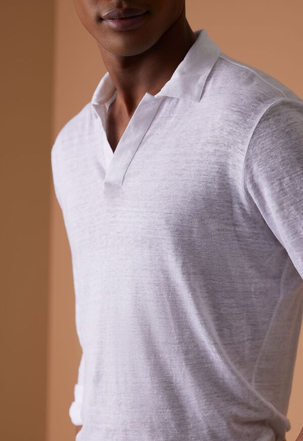 Paul Stuart Linen Johnny Collar Long Sleeve Pullover, image 4