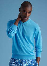 Paul Stuart Fine Gauge Cotton V-Neck Sweater, thumbnail 2
