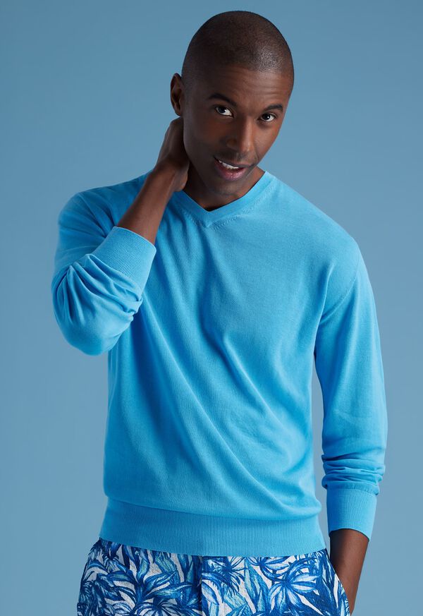 Paul Stuart Fine Gauge Cotton V-Neck Sweater, image 2