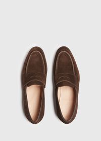 Paul Stuart Chocolate Brown Suede Rosebery Penny Loafer, thumbnail 2