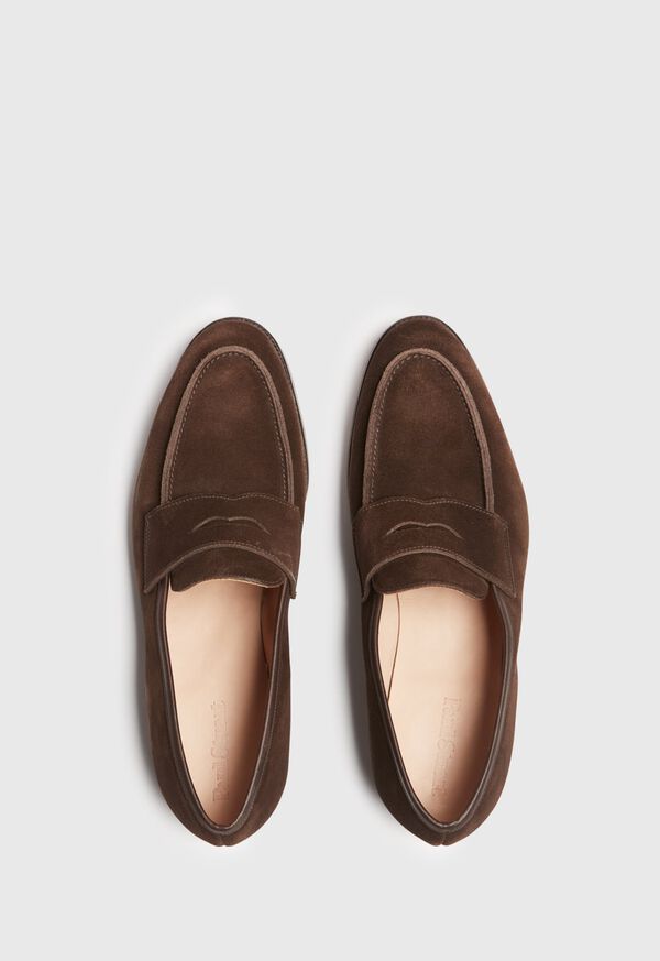 Paul Stuart Chocolate Brown Suede Rosebery Penny Loafer, image 2