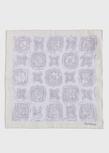 Paul Stuart Printed Linen Floral Pocket Square