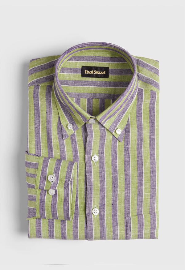 Paul Stuart Linen 2 Color Awning Stripe Sport Shirt, image 1