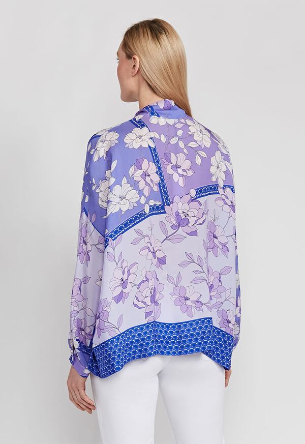 Paul Stuart Floral Tie Front Silk Blouse, image 4