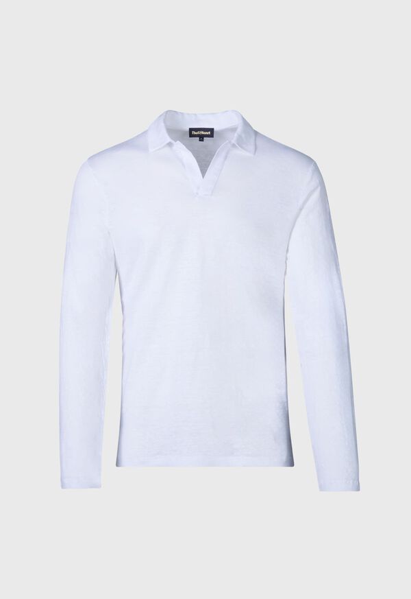 Paul Stuart Long Sleeve Linen Polo, image 1