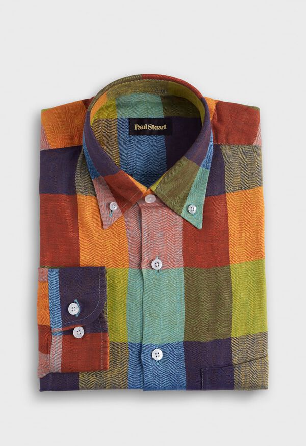 Paul Stuart Linen Buffalo Check Sport Shirt, image 1