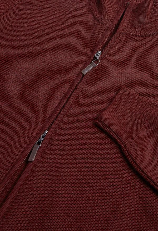 Paul Stuart Merino Wool Full Zip Rice Stitch Cardigan, image 2