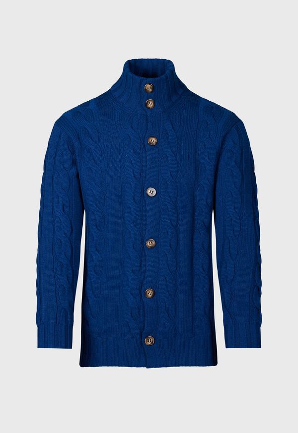 Paul Stuart Cable Mock Neck Cardigan, image 1