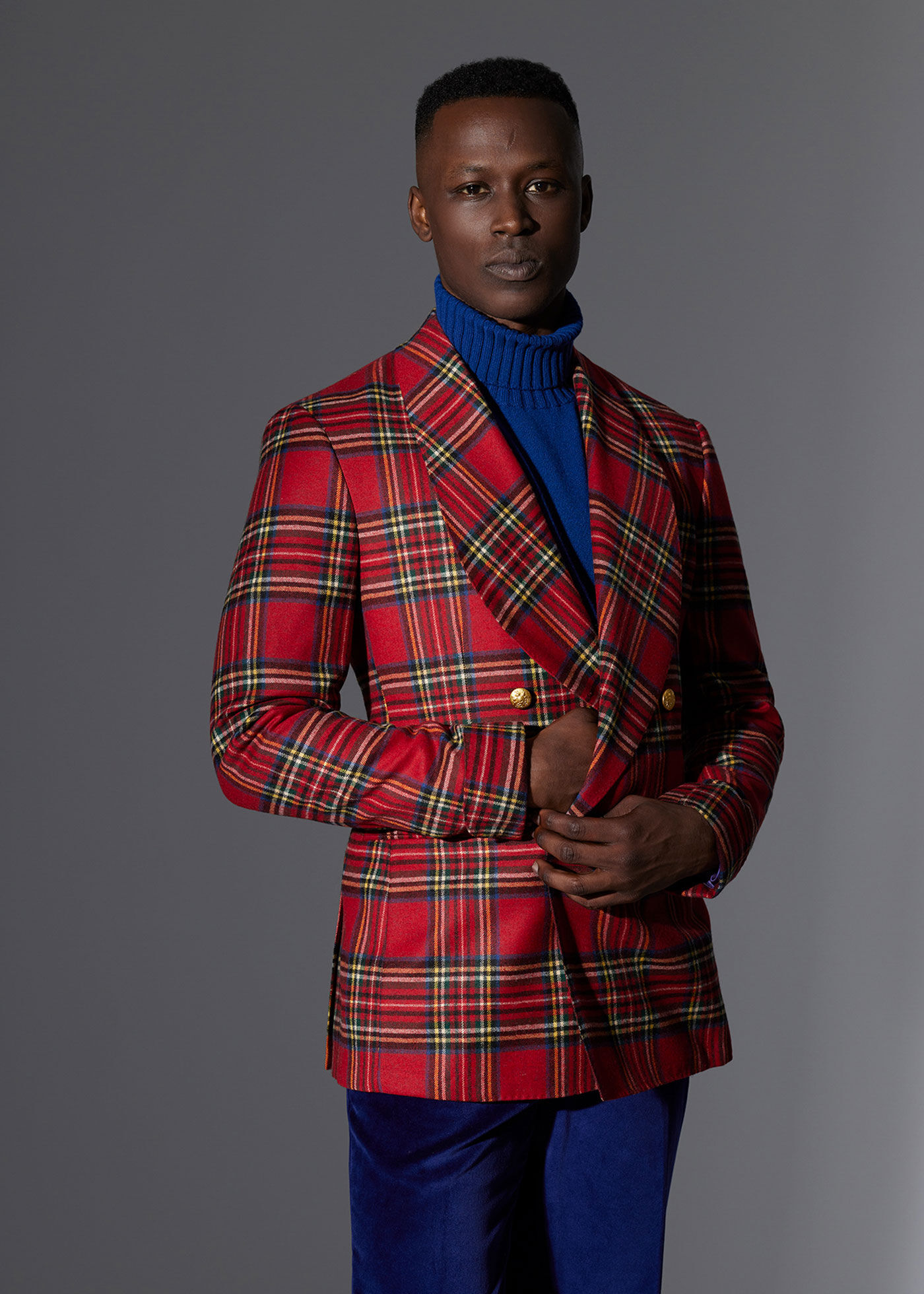 Plaid Double Breasted Dinner Jacket