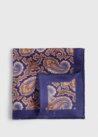 Paul Stuart Printed Silk Paisley Pocket Square, thumbnail 1