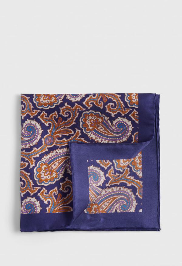 Paul Stuart Printed Silk Paisley Pocket Square, image 1