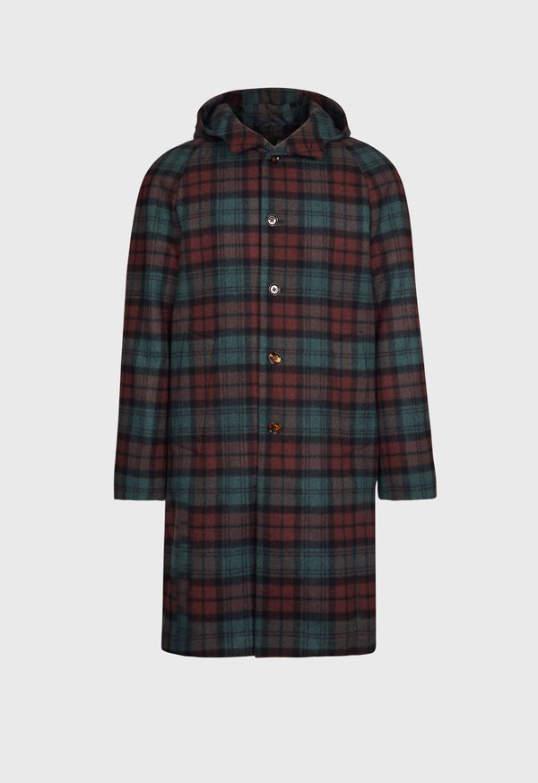 Paul Stuart Tartan Plaid Wool Hooded Coat, image 1