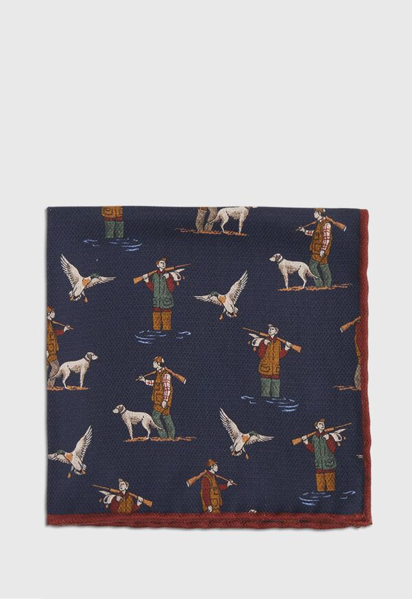 Paul Stuart Reversible Hunting Scene Pocket Square, image 2