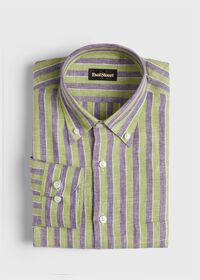 Paul Stuart Linen 2 Color Awning Stripe Sport Shirt, thumbnail 1