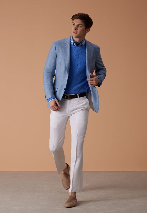 Paul Stuart Blue Glen Plaid Jacket with Cashmere Sweater Look, image 1