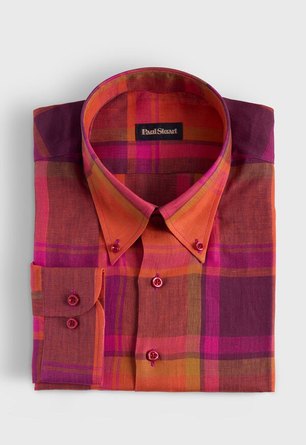 Paul Stuart Linen Plaid Sport Shirt, image 1