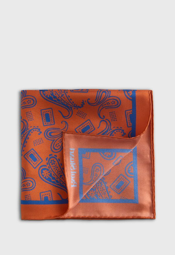Paul Stuart Graphic Paisley&nbsp;Print Pocket Square, image 1