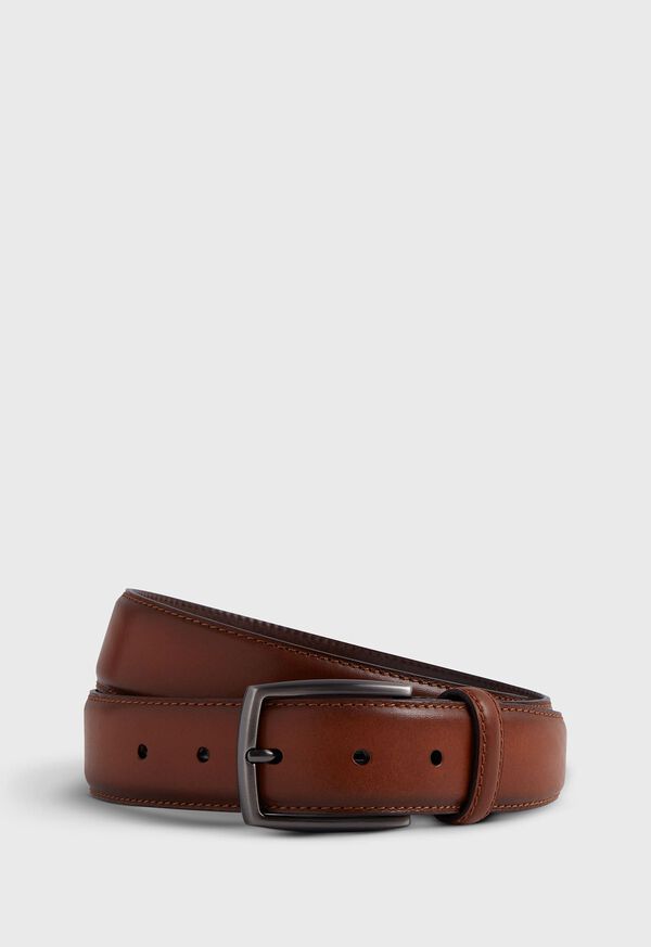 Paul Stuart Hand-painted Leather Belt with Gunmetal Buckle, image 1