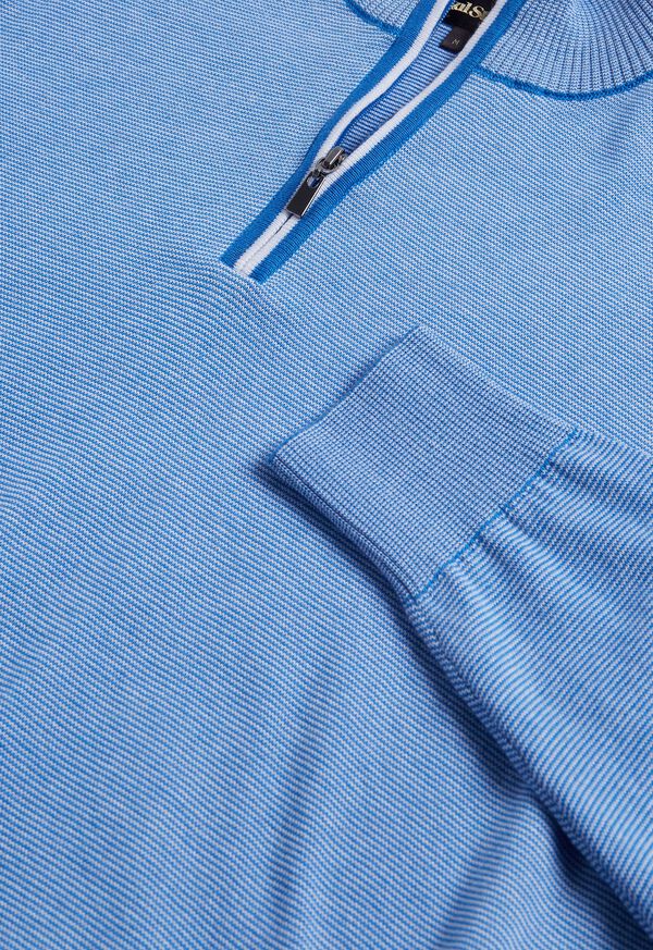 Paul Stuart Pima Cotton Micro Stripe Quarter Zip Pullover, image 2