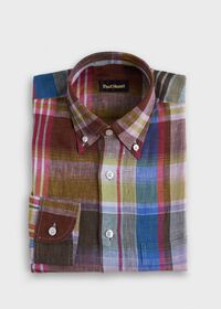 Paul Stuart Linen Plaid Sport Shirt, thumbnail 1