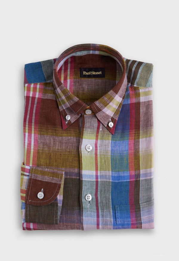 Paul Stuart Linen Plaid Sport Shirt, image 1