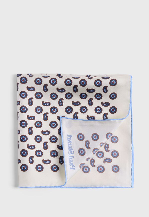 Paul Stuart Printed Silk Tossed Medallion Pocket Square, image 1