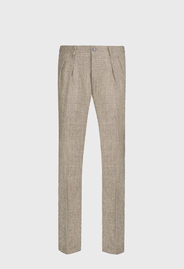 Paul Stuart Brown Linen Mini Check Pant, image 1
