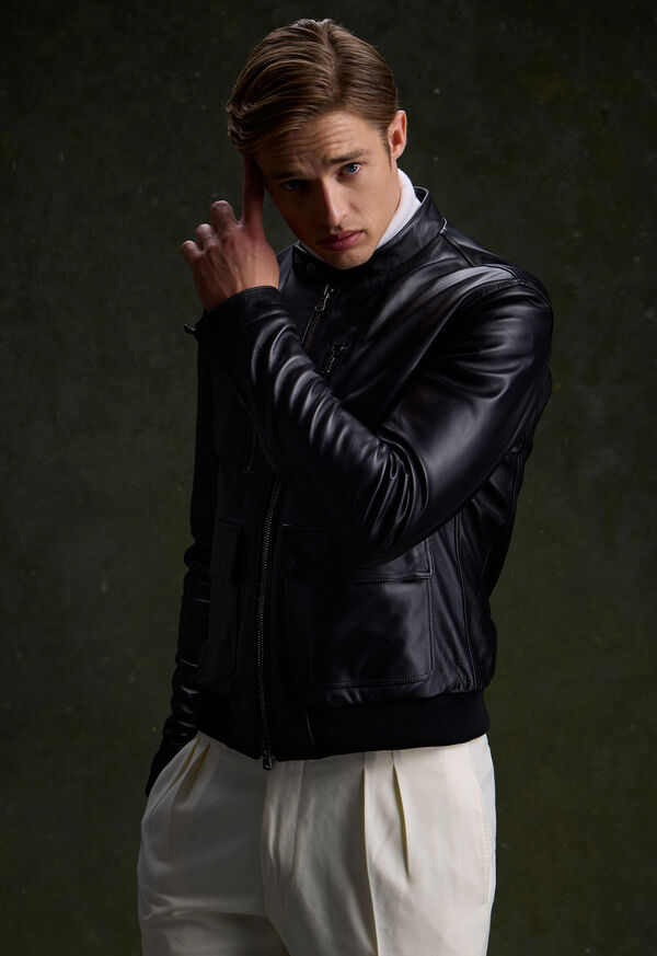 Paul Stuart Modern Leather Bomber Jacket, image 2