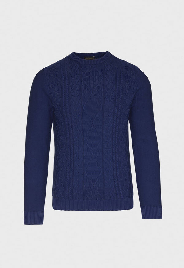 Paul Stuart Cotton Aran Cable Crewneck Sweater, image 1