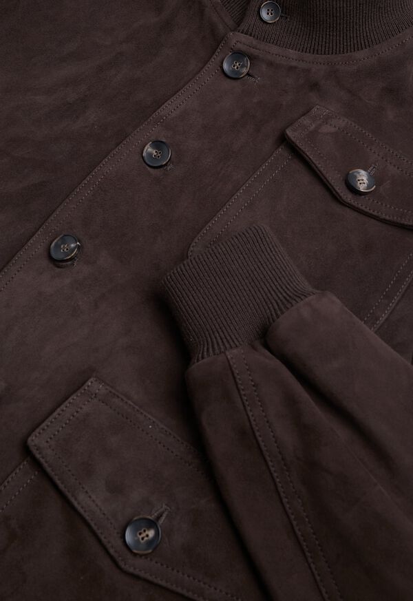 Paul Stuart Brown Suede Button Up Blouson, image 2