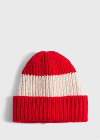 Paul Stuart Wool Two Color Striped Beanie