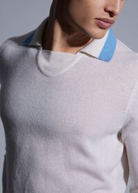 Paul Stuart Open Collar Cashmere Sweater, thumbnail 4