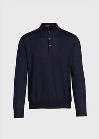 Paul Stuart Long Sleeve Merino Wool Polo Shirt, thumbnail 1