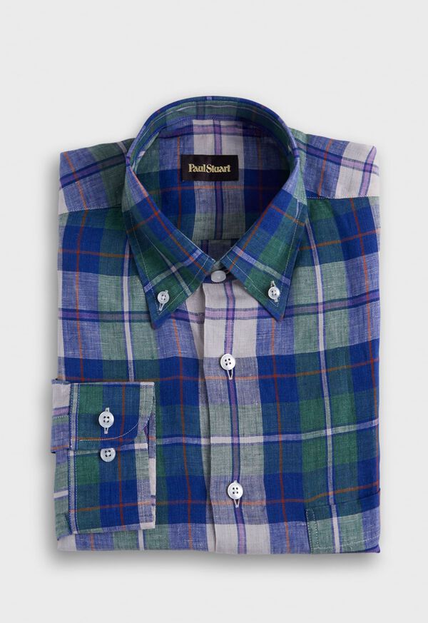 Paul Stuart Linen Plaid Sport Shirt, image 1