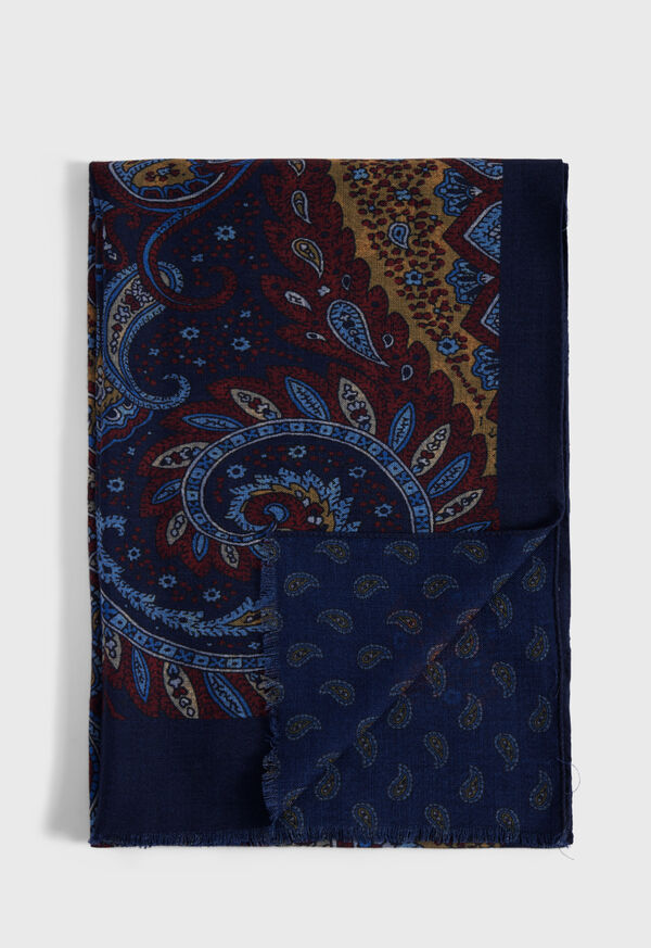 Paul Stuart Lambswool Paisley Print Scarf, image 1