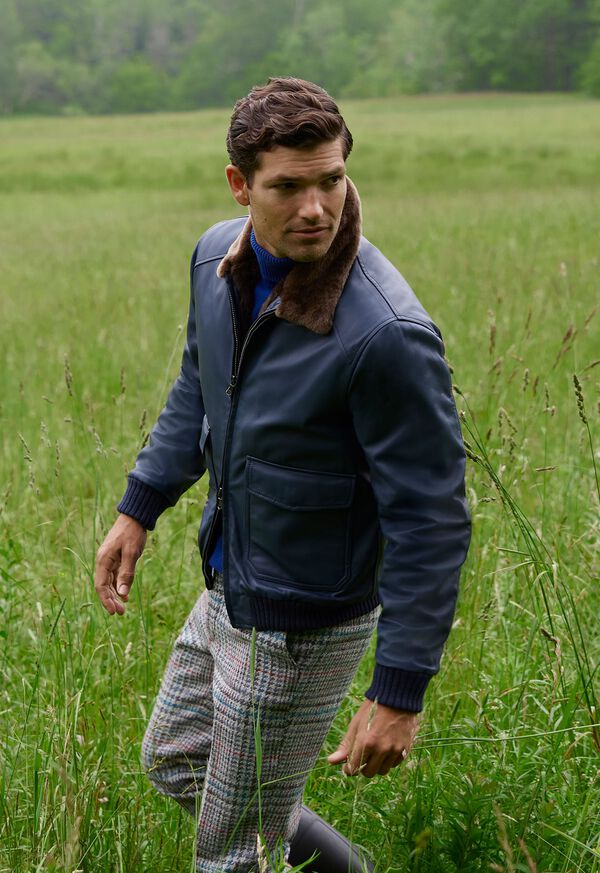 Paul Stuart Beaver Fur Lined Leather Blouson, image 2