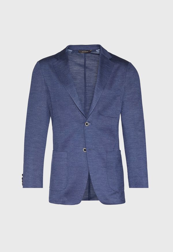 Paul Stuart Mid Blue Solid Jersey Knit Jacket With Patch Pocket, image 1