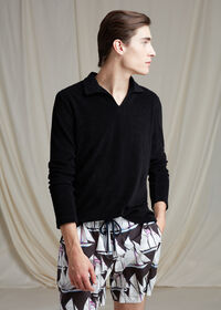 Paul Stuart Johnny Collar Cotton Terry Pullover, thumbnail 2