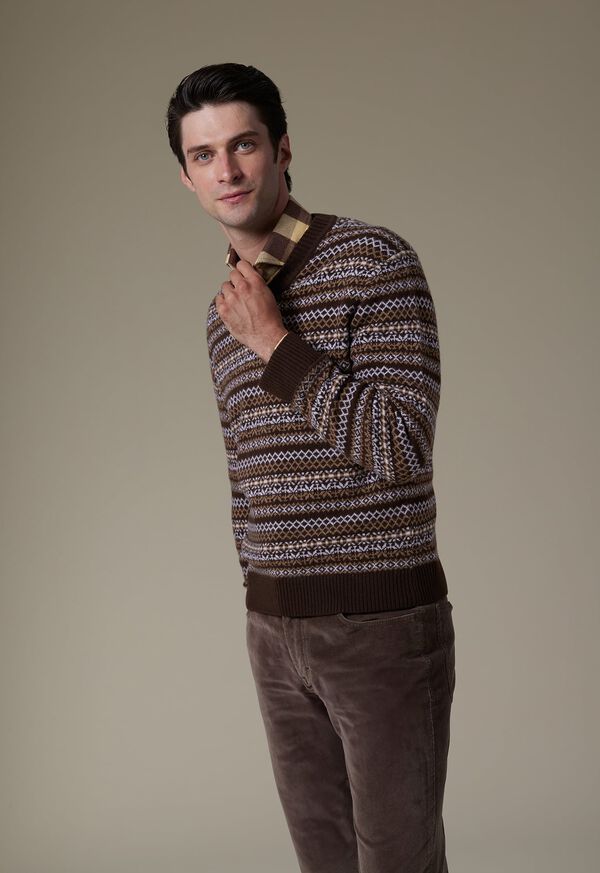 Paul Stuart Wool & Cashmere Fair Isle V-Neck Sweater, image 2