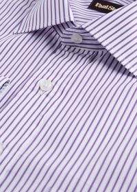 Paul Stuart Purple and White Striped Dress Shirt, thumbnail 2